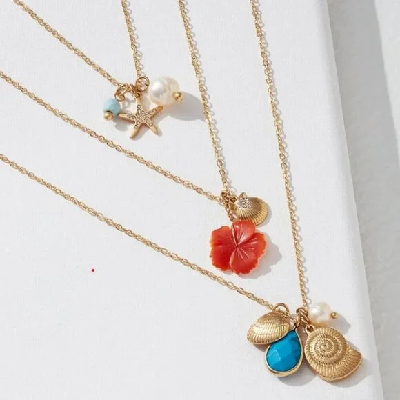 Tommy Bahama 3 tiered gold tone necklace - brand new with tags - Picture 1 of 4